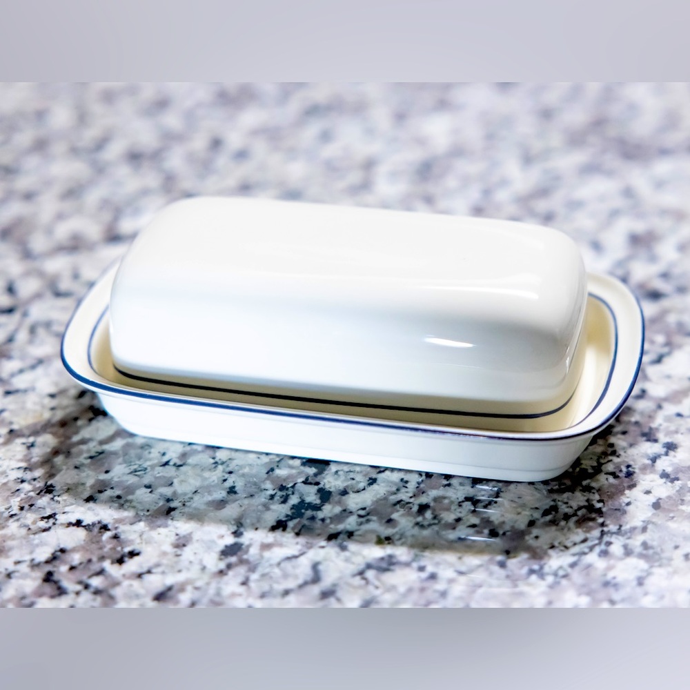 Vintage Lenox Chinastone Blue and White Butter Dish in Pristine Condition